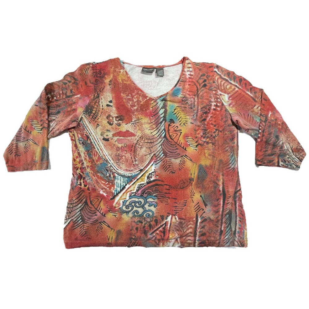Abstract Graphic Chico’s Top Y2K Style Women’s 2